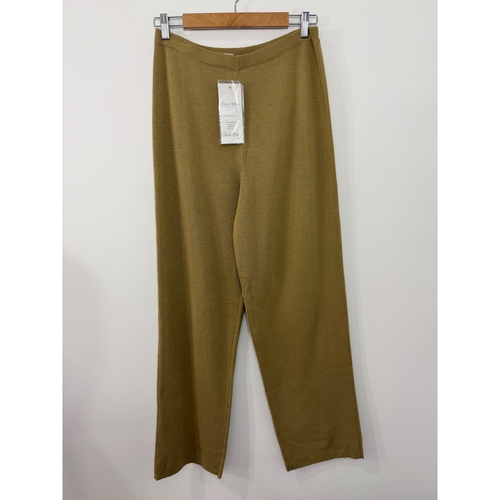 Pamela McCoy Collections Mustard Olive Wool Blend Knit Straight Leg Pants Med NW